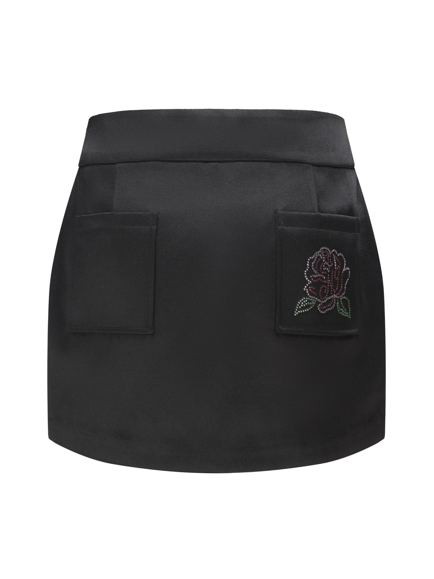Elle Satin Mini Skirt (Black)