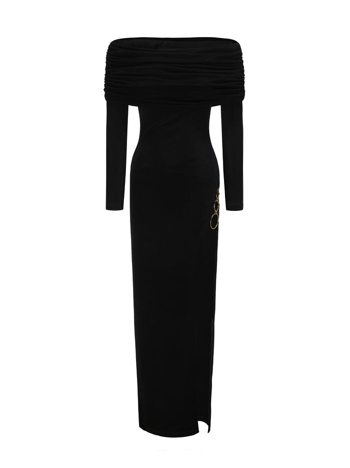 chinese dress ladies Evianna Dress: Black Maxi Dress for Cocktail Party