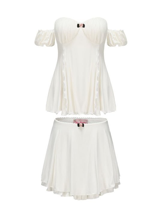 Heidi Top + Skirt  (White) (Final Sale)