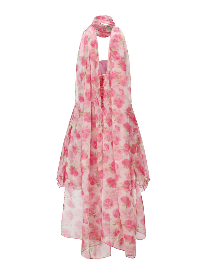 chloe dress in pink print by nana jacqueline Chloe Dress: Pink Mini Dress for Garden Party