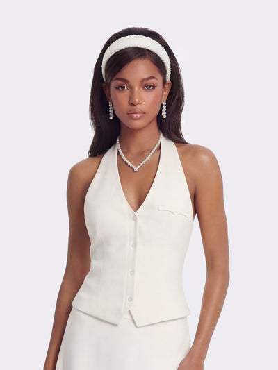 Amara Tailored Halter White Vest