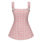 Anabella Bow Top (Pink Checkered)