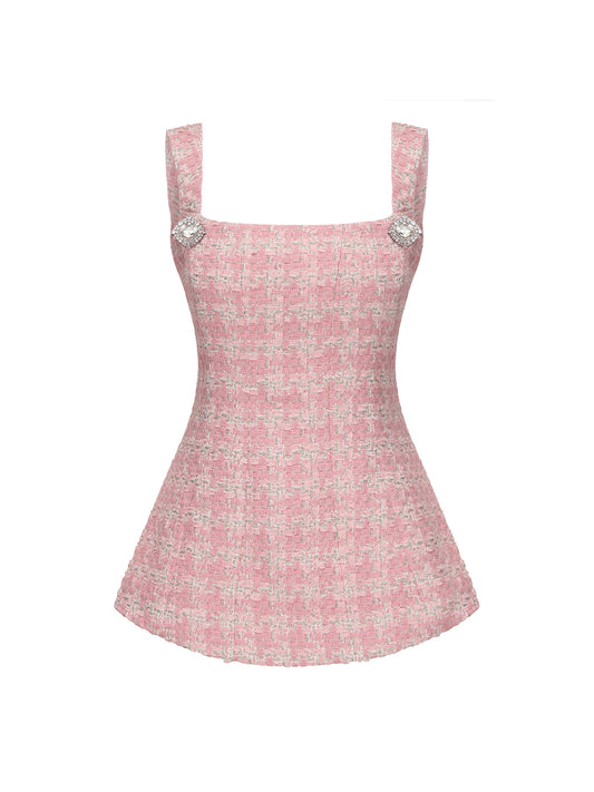 Anabella Bow Top (Pink Checkered)