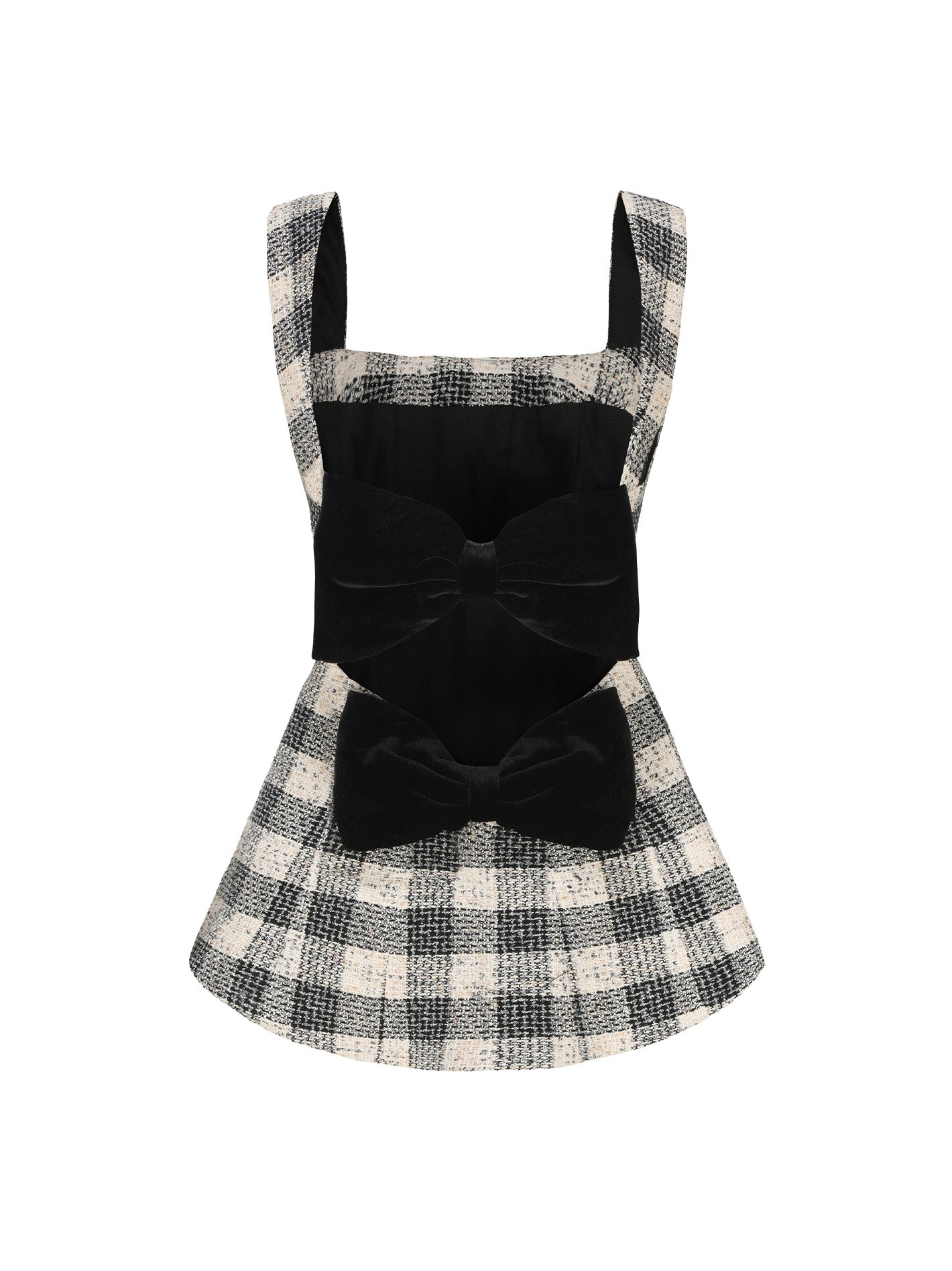 Anabella Bow Top (Black Checkered)