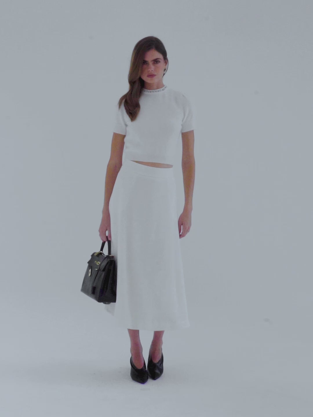 Evelina Bow Back White Knit Top