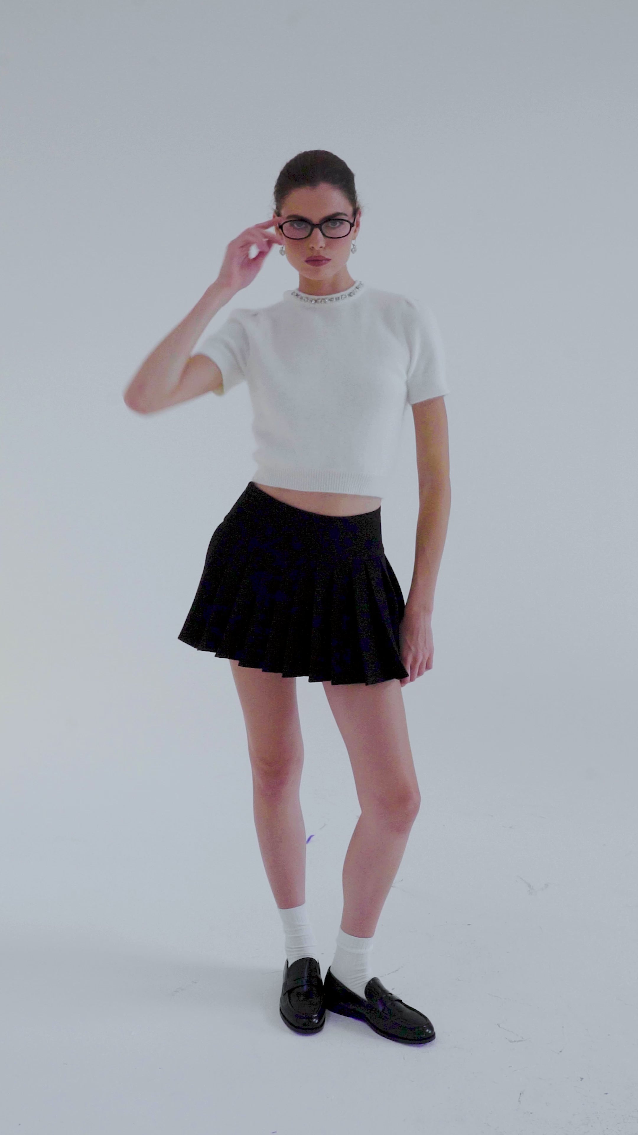 Evelina Bow Back White Knit Top