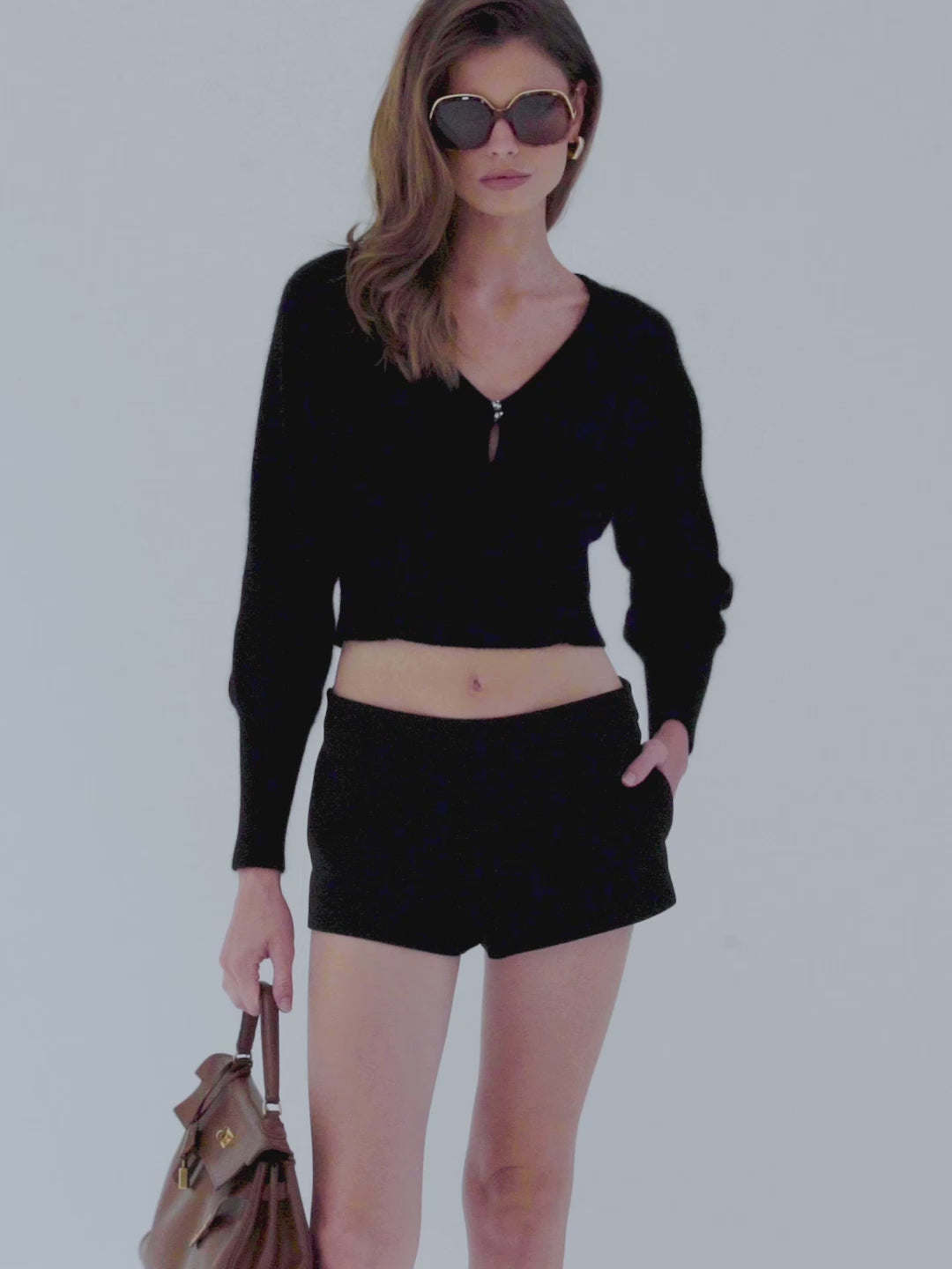 Bonnie Cinched Waist Black Knit Top