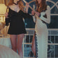 Alessandra Deep V Black Mini Dress