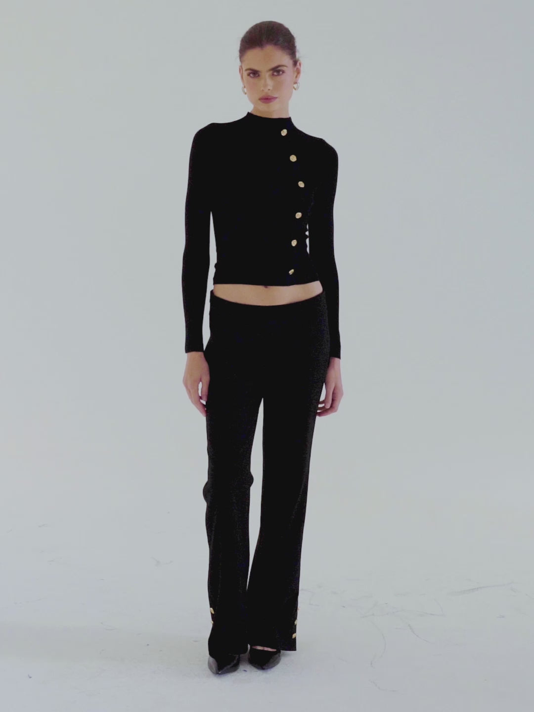 Sloane Gold-Button Black Top