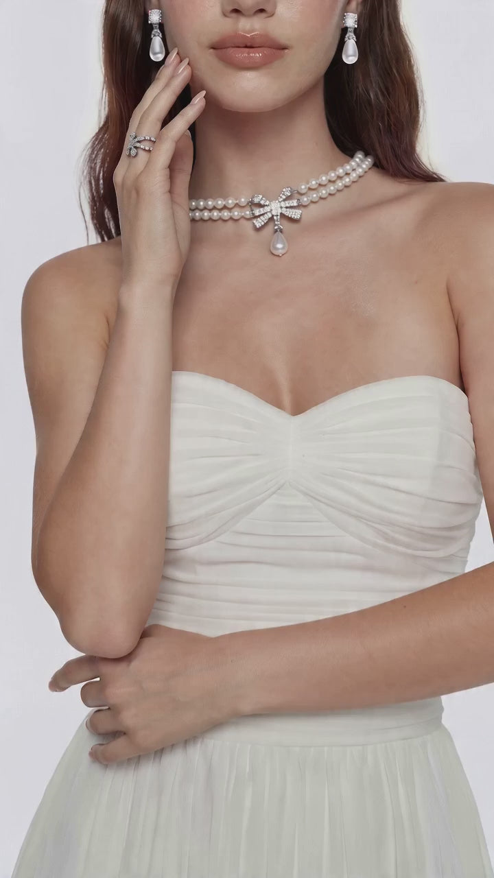 Juliette Strapless Chiffon White Dress