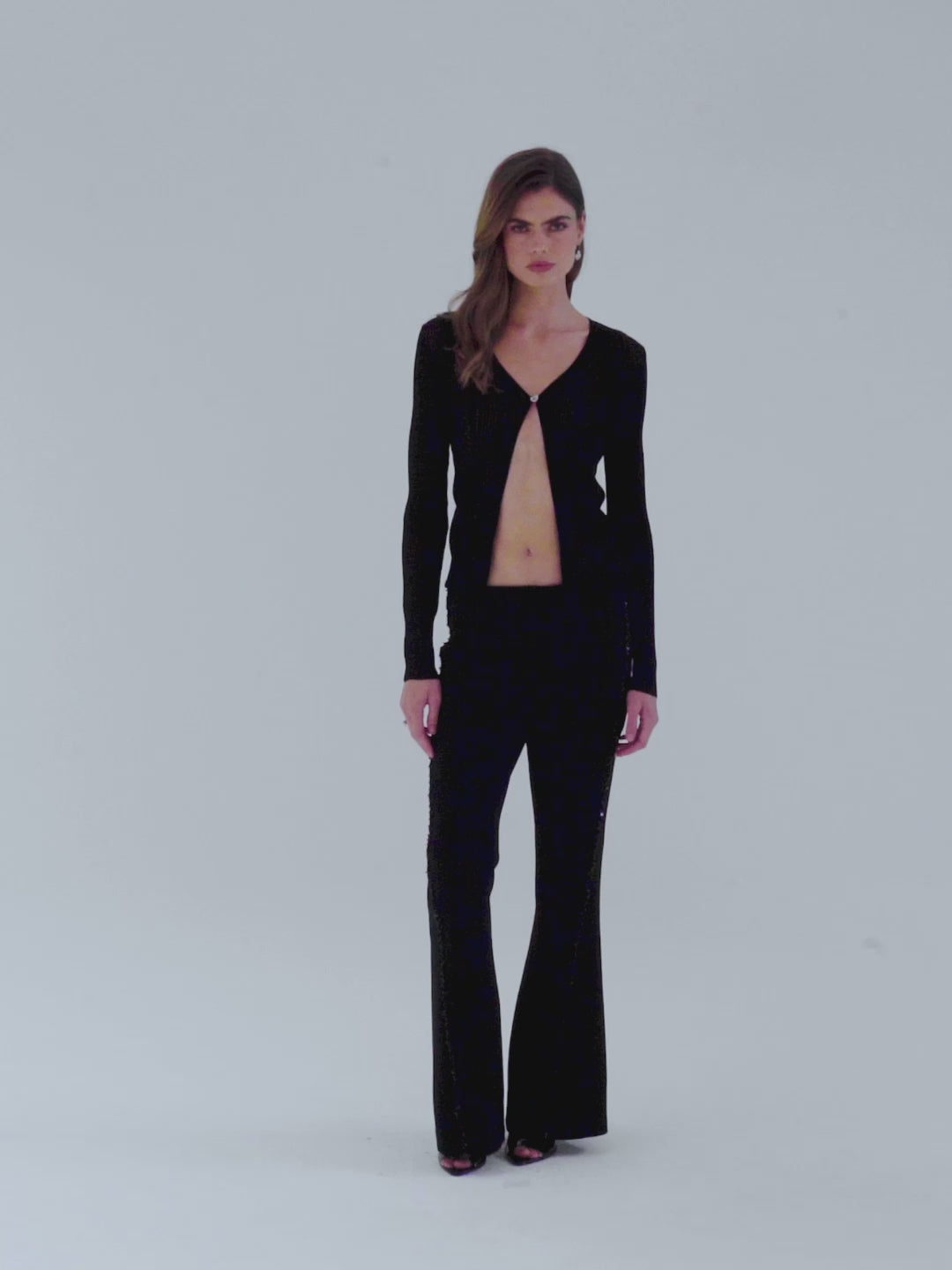 Maisie Heart-Button Black Cardigan