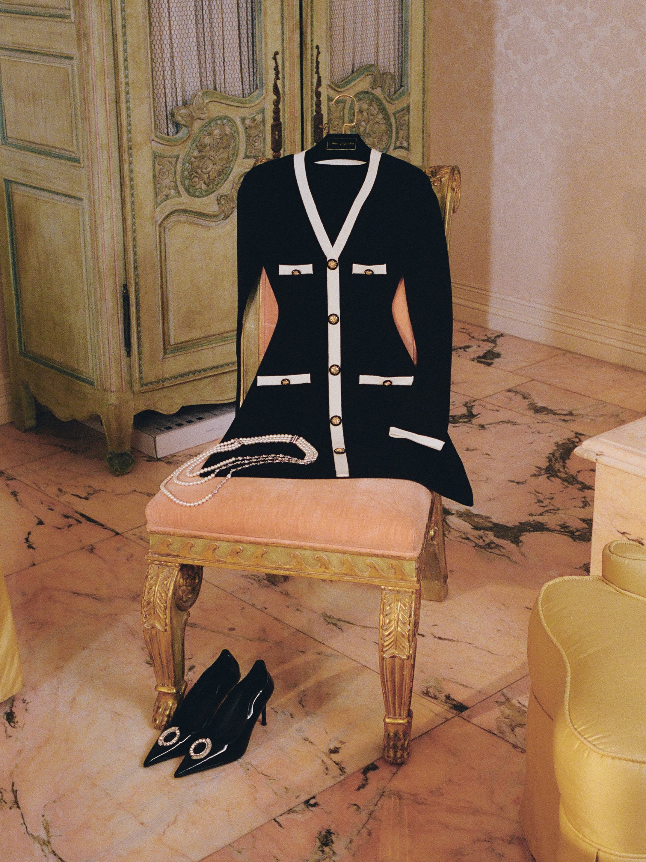 Yvette Contrast Knit Black Dress