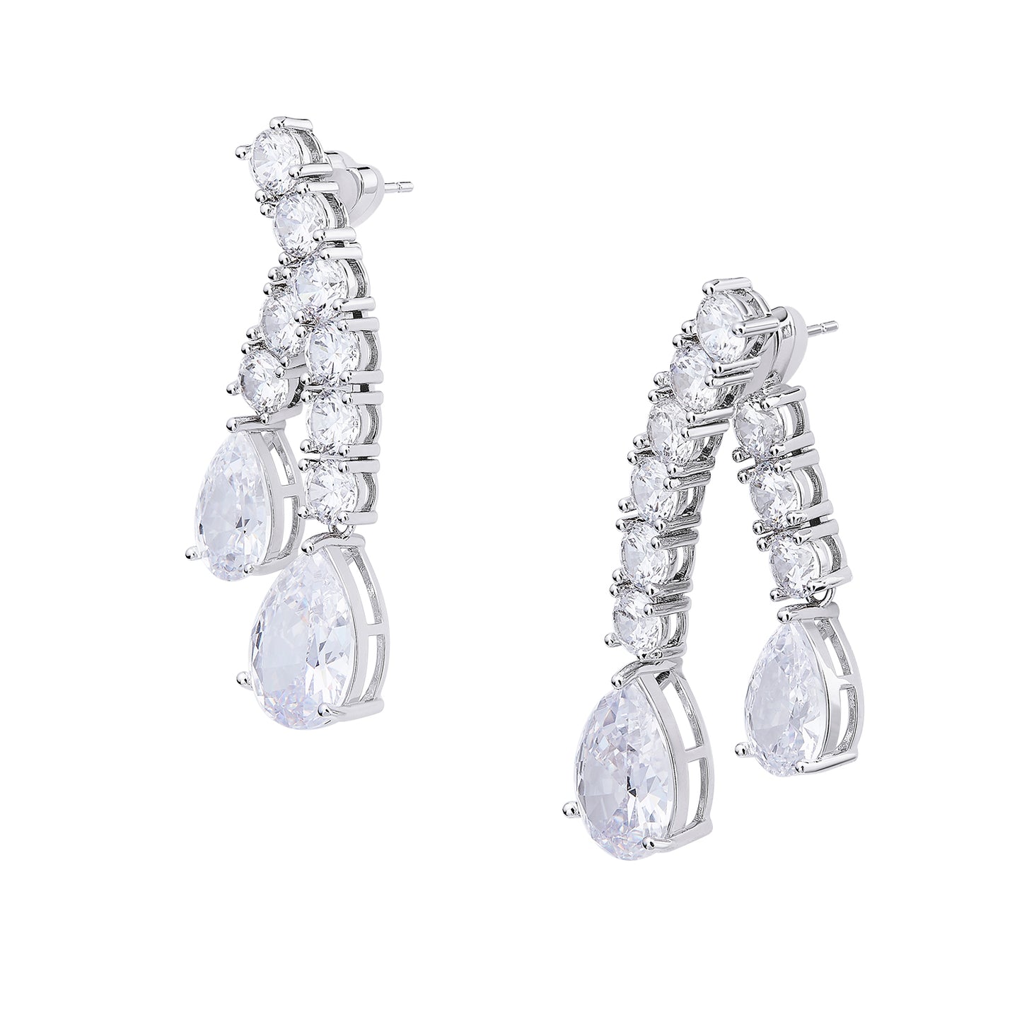silver diamonds with a drip Earrings