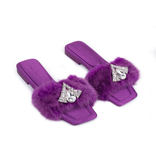 Chantal Fur Sandals (Purple) (Final Sale)