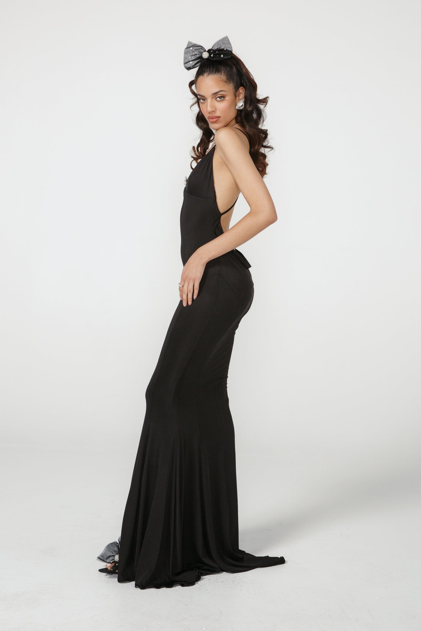 Tatiana Silk Diamond Dress (Black)