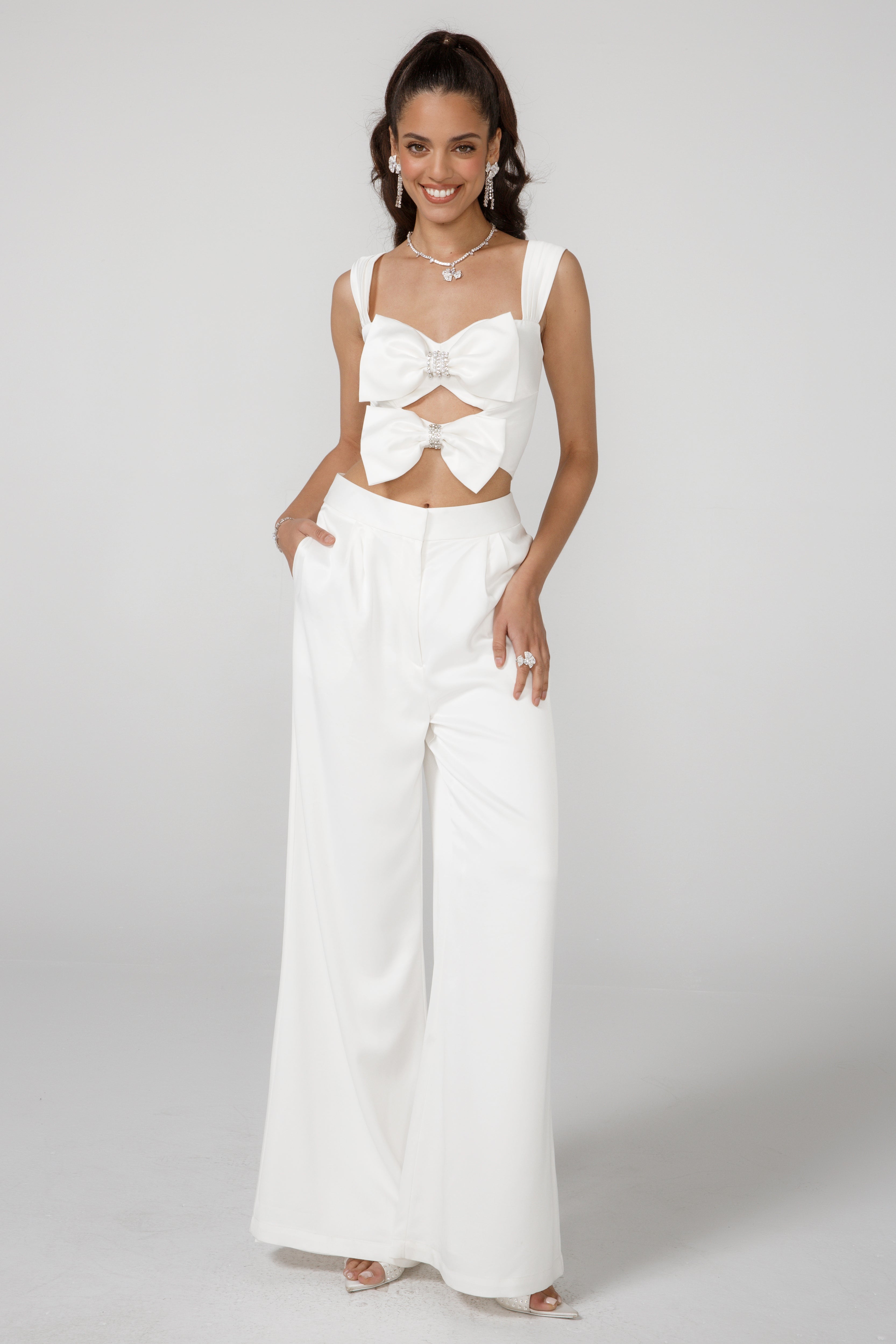 Alexandra Bow Top (White) (Final Sale)