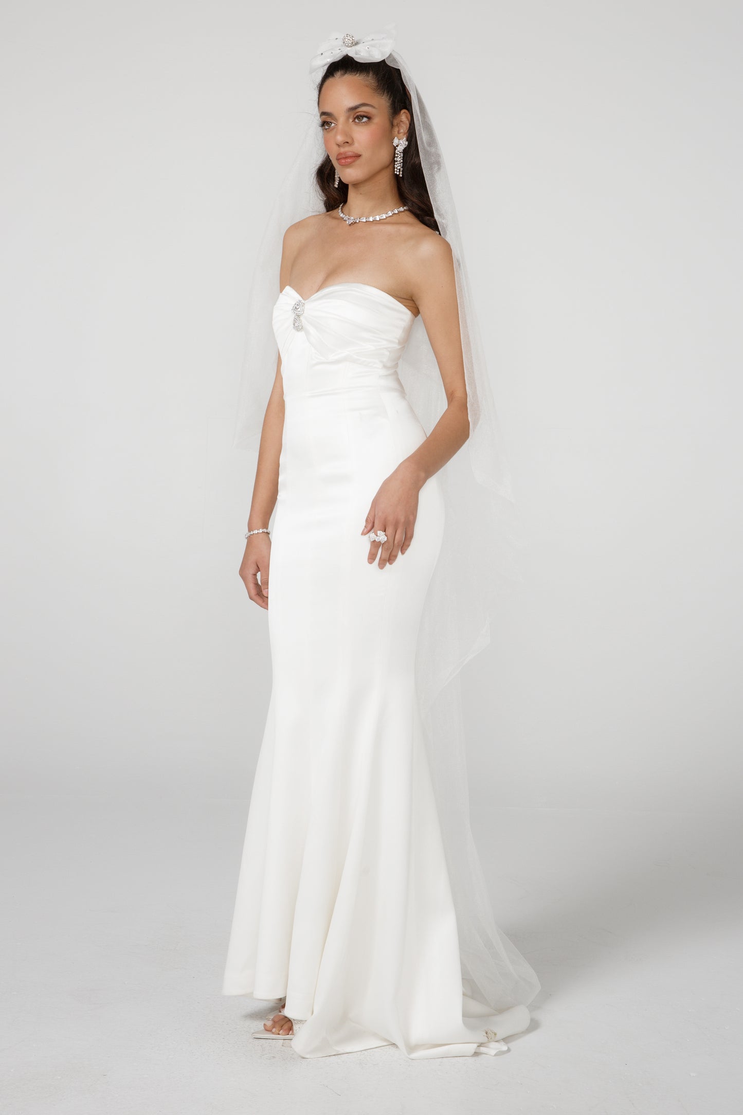 Aurora Satin Dress (White)