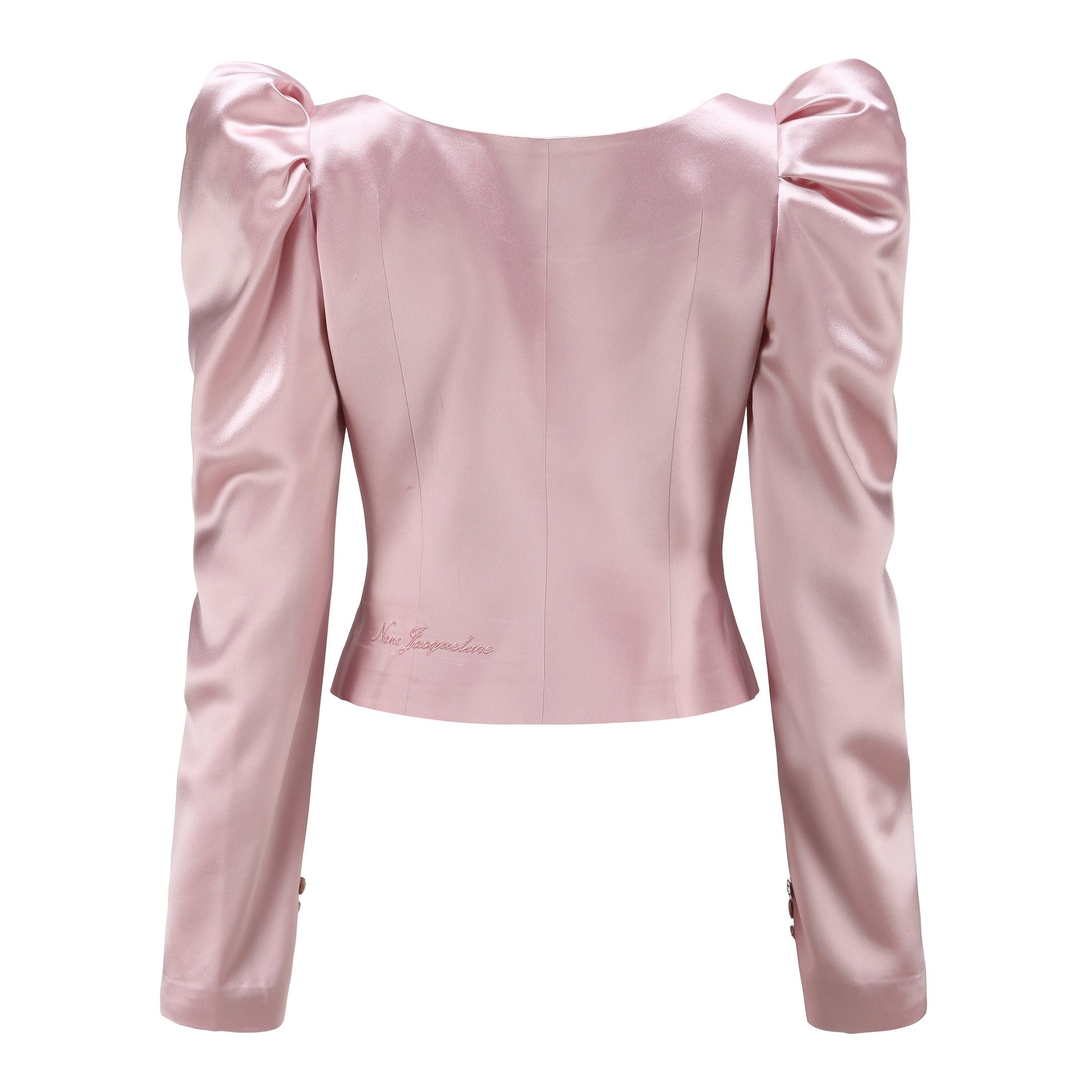 Pink Jaylene Satin Shirt with Puff Sleeves - Nana Jacqueline