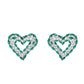 green Crystal-embellished heart earrings with emerald accents.