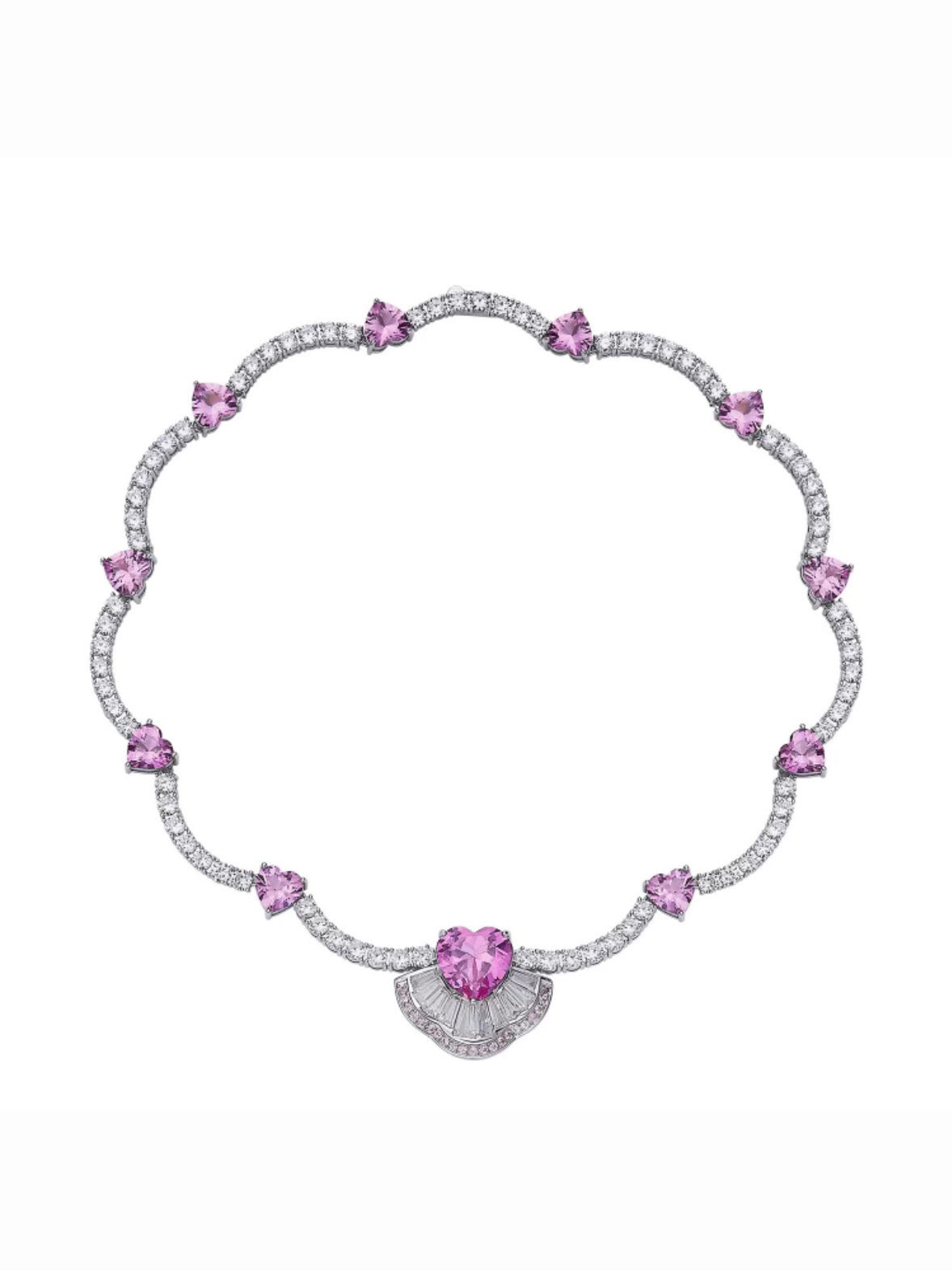 Emilia Heart Necklace (Pink) (Final Sale)