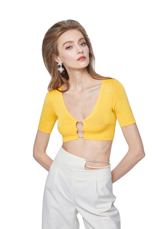 Yellow Polly Crop Knit - Nana Jacqueline