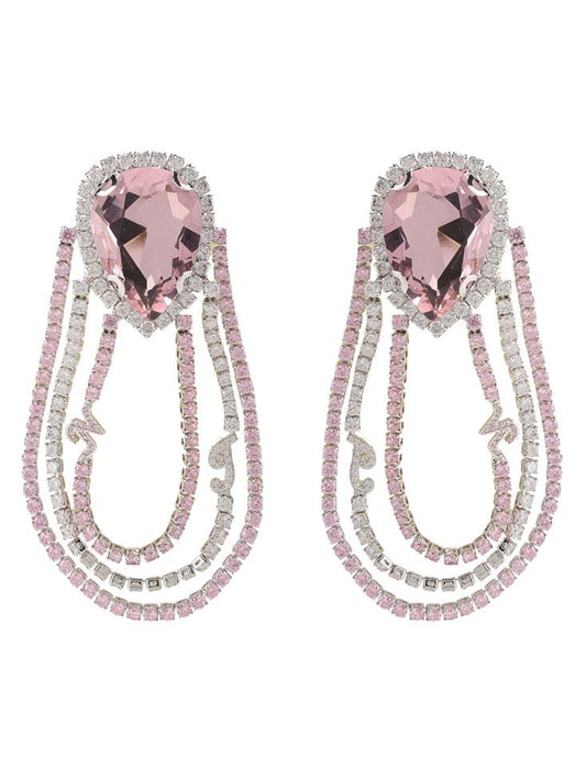 Crystal Teardrop Earrings in Pink
