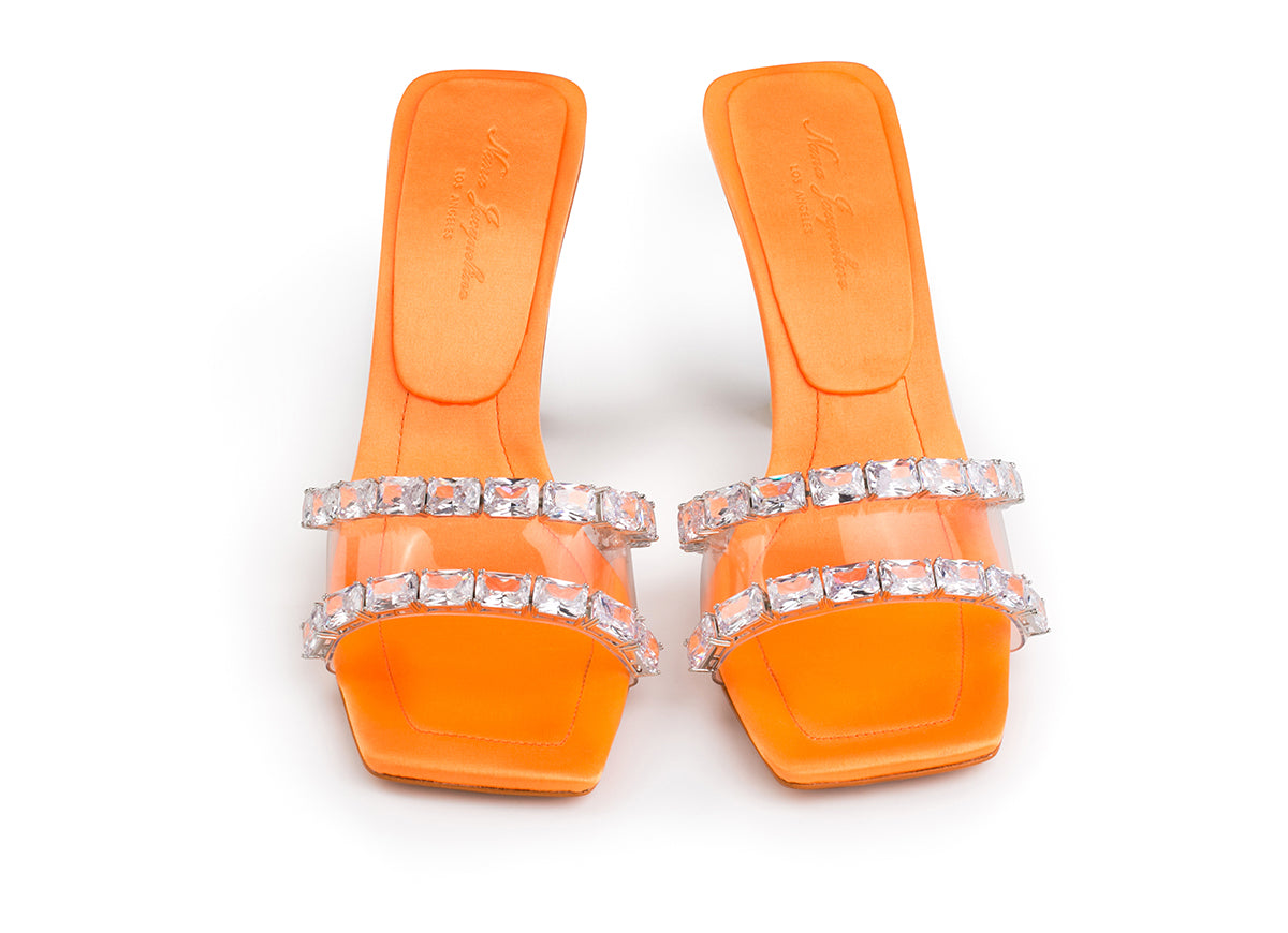 Bellah Sandals Orange with Rhinestone Nana Jacqueline Designer