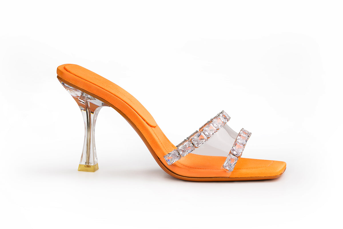 Orange Sandals with rhinestone