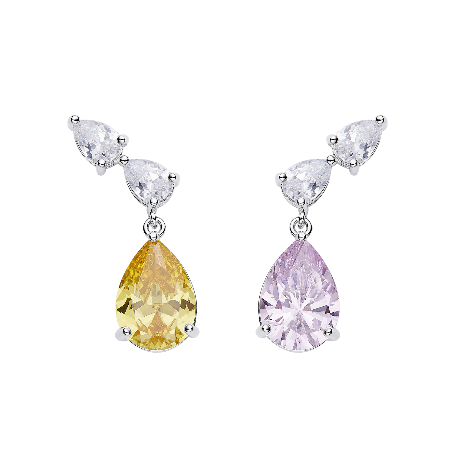 pink and a yellow diamond earrings