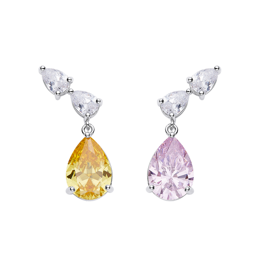 pink and a yellow diamond earrings