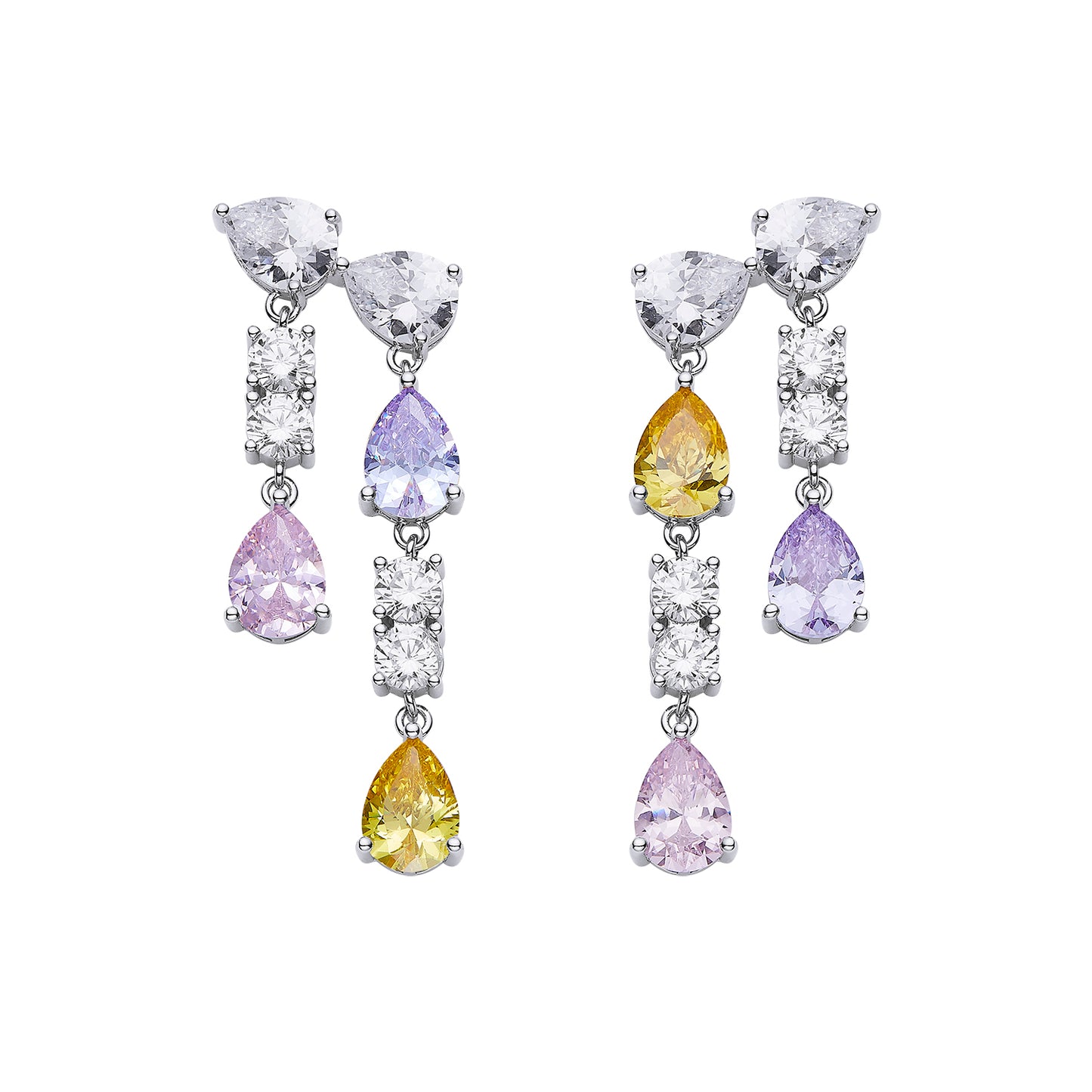 silver and colour diamond designer earrings