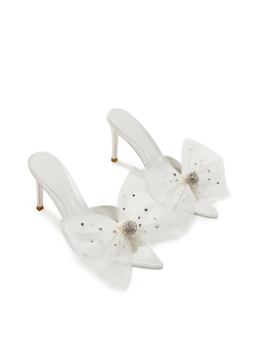Isabella Bow Heels (White) (Final Sale)
