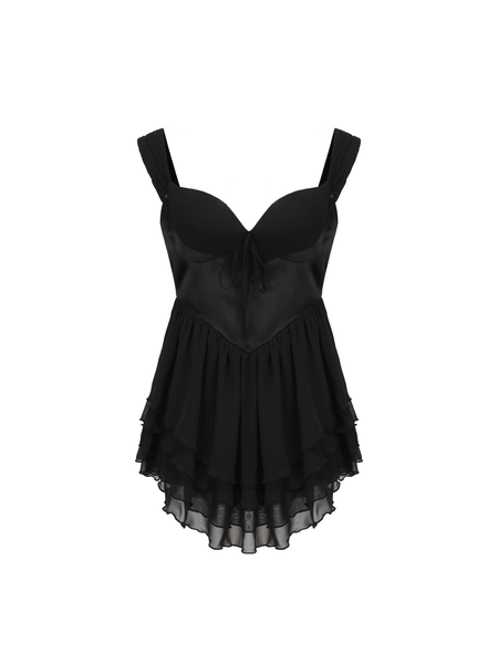 cocktail dress 1960s Sheila Chiffon Dress: Black Mini Dress for Date Night