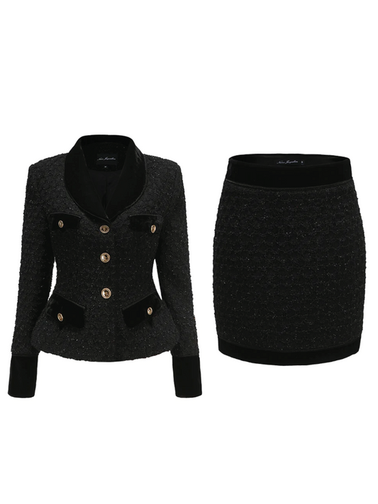 Emma Skirt + Blazer (Black)