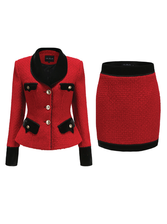 Emma Heart Pocket Skirt + Blazer (Red)