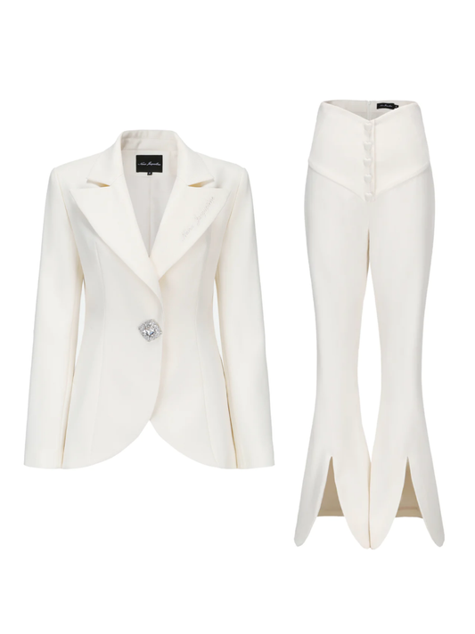 Elle Blazer + Pants Set (White)