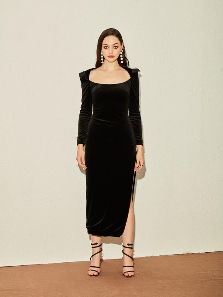 Adelina Black Velvet Dress - Nana Jacqueline