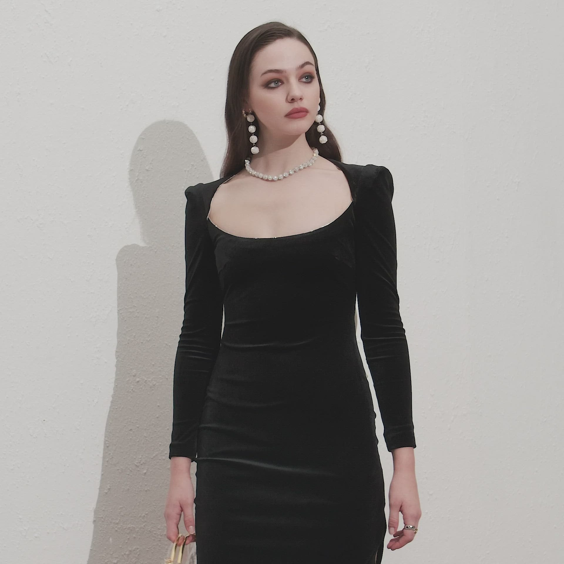 Adelina Black Velvet Dress | Nana Jacqueline Designer Wear